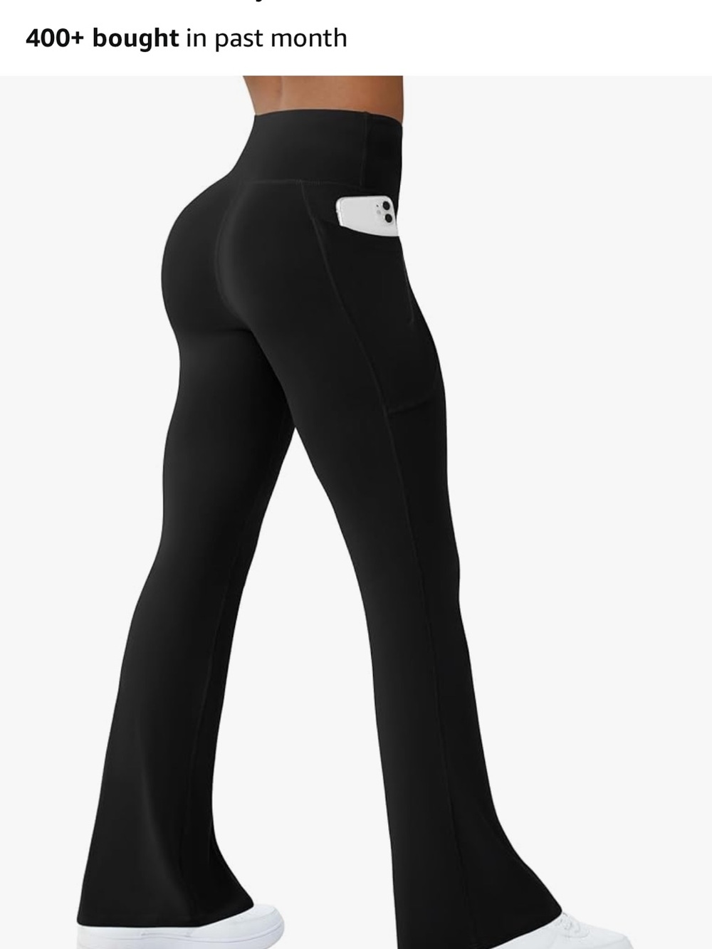 High-Waist Flare Leg Pocket Active Pants - Black